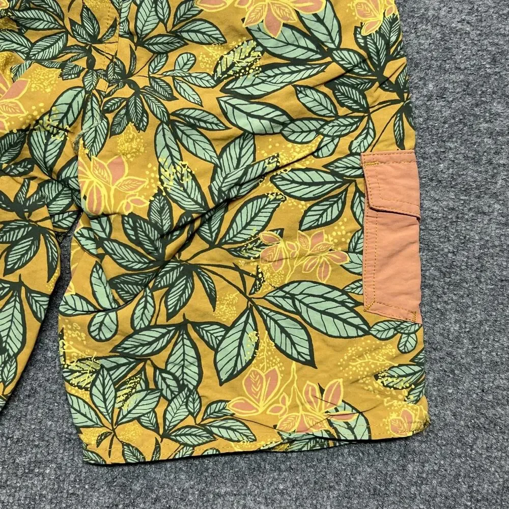 Patagonia Baggies Shorts Boys Medium Yellow Floral Swim Trunks Mesh Lined